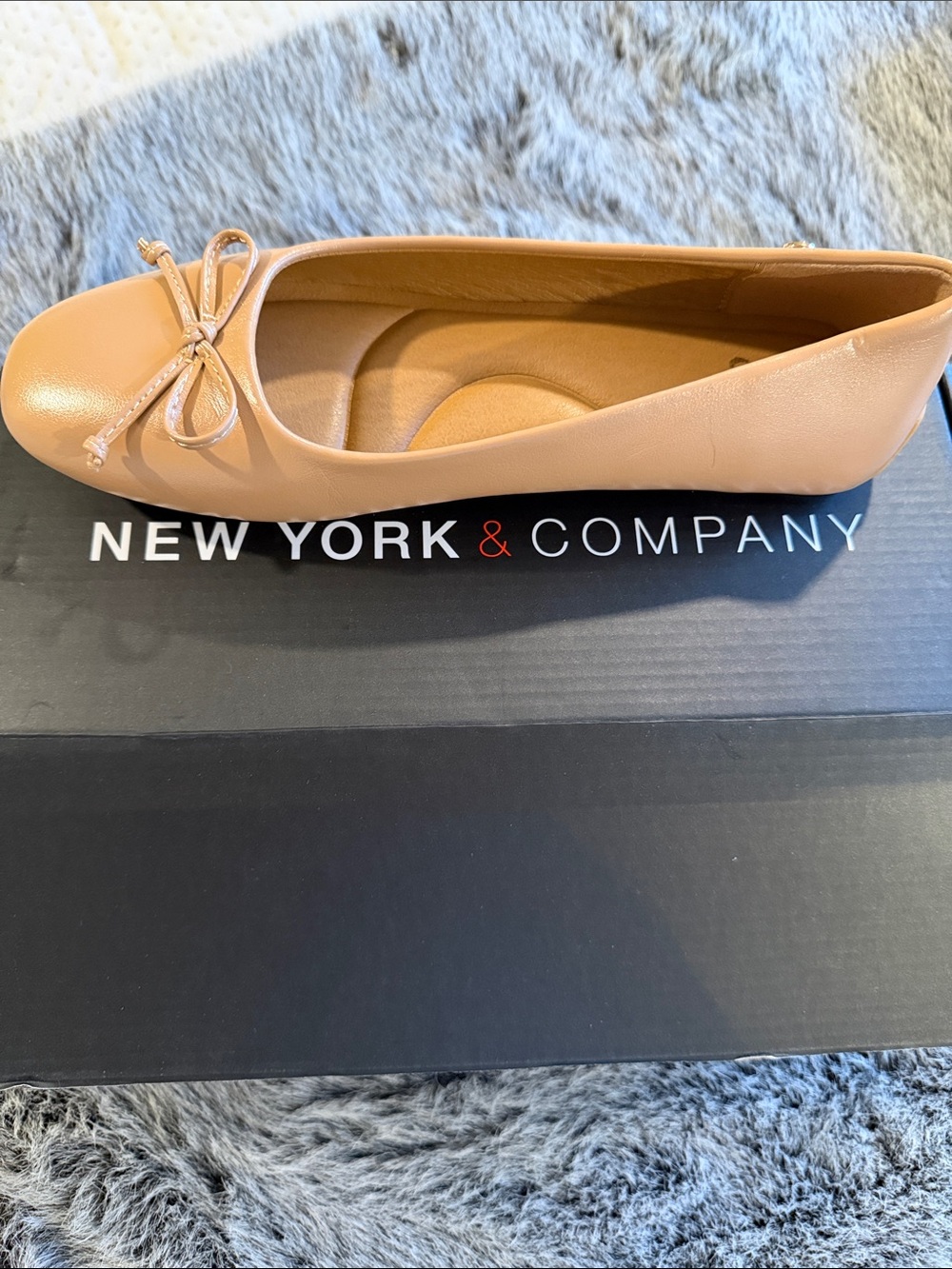 New York & Company Women's Blush Pink Bow Ballet Flats